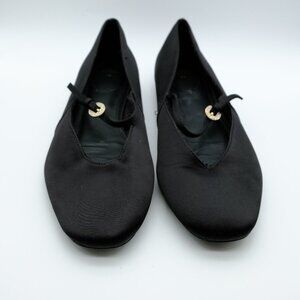 Zara black satin ballet flats with rhinestone buckle - 39